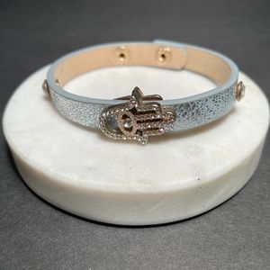Vegan Leather & Crystal Hamsa Bracelet